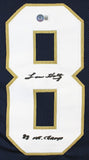 Notre Dame Lou Holtz "88 National Champs" Signed Navy Pro Style Jersey BAS Wit