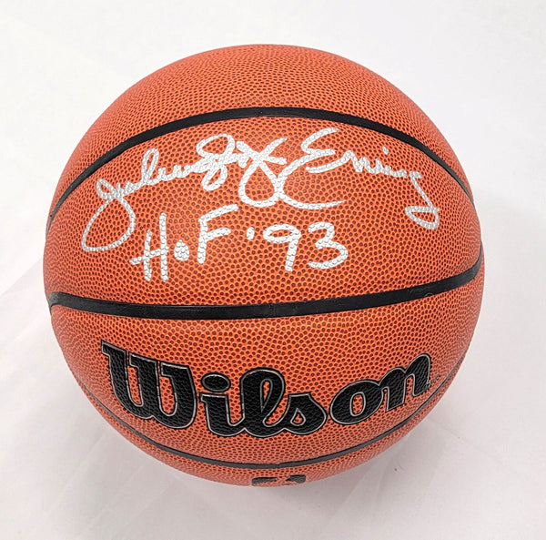 Julius Erving Signed Philadelphia 76ers Wilson NBA Basketball W/ HOF 93 Beckett