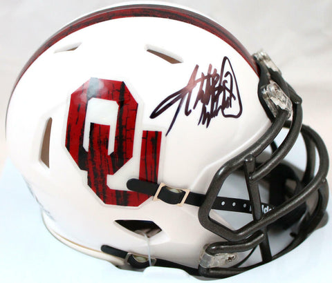 Adrian Peterson Autographed Oklahoma Sooners BTW Speed Mini Helmet-BeckettW Holo