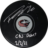 Patrick Laine Autographed Columbus Blue Jackets Hockey Puck CBJ Debut FAN 46919