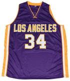 LOS ANGELES LAKERS SHAQUILLE O'NEAL SIGNED #34 PURPLE BASKETBALL JERSEY BECKETT