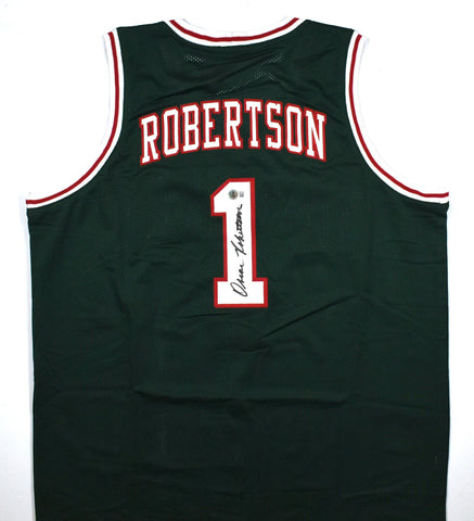 Oscar Robertson Autographed Green Pro Style Jersey - Beckett W Hologram *Black