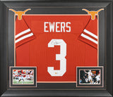 Texas Quinn Ewers Signed Burnt Orange Pro Style Framed Jersey BAS Witnessed