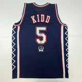 Autographed/Signed JASON KIDD New Jersey Blue Basketball Jersey Beckett BAS COA