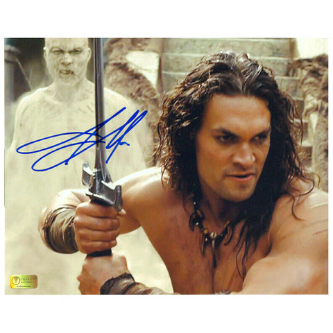 Jason Momoa Autographed 2011 Conan the Barbarian Sand Warrior Battle 8x10 Photo