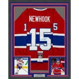 Framed Autographed/Signed Alex Newhook 35x39 Montreal Red Hockey Jersey JSA COA