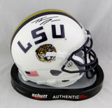 Thaddeus Moss Signed LSU Tigers White Schutt Mini Helmet- Beckett W Auth *Black