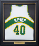 SEATTLE SUPERSONICS SHAWN KEMP AUTOGRAPHED FRAMED WHITE JERSEY MCS HOLO 206942