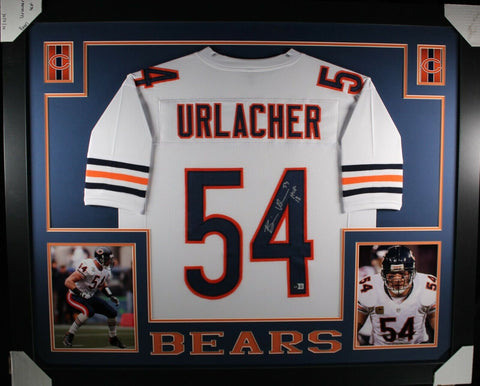 BRIAN URLACHER (Bears white SKYLINE) Signed Autographed Framed Jersey Beckett