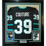 Framed Autographed/Signed Logan Couture 35x39 San Jose Black Jersey JSA COA