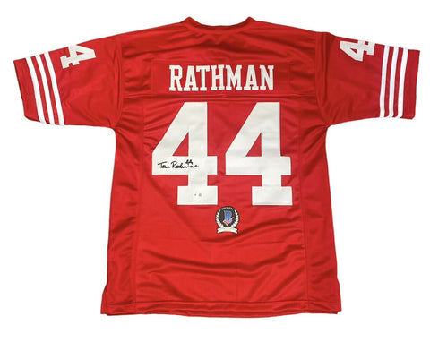 Tom Rathman Autographed Red Pro Style Jersey