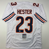 Autographed/Signed Devin Hester Chicago White Football Jersey JSA COA