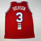 Autographed/Signed Allen Iverson Philadelphia Red Basketball Jersey JSA COA