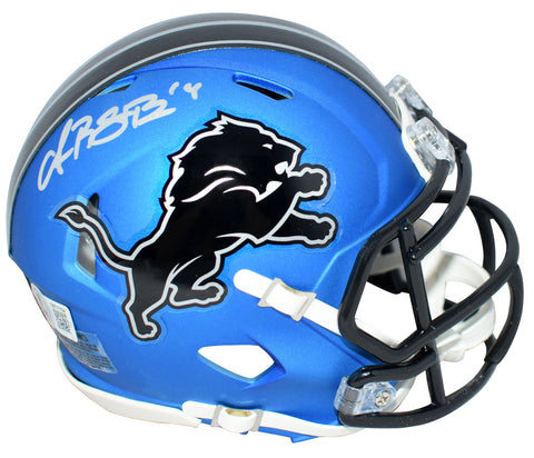 AMON-RA ST BROWN SIGNED DETROIT LIONS 2024 ALTERNATE SPEED MINI HELMET BECKETT