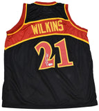 DOMINIQUE WILKINS SIGNED ATLANTA HAWKS #21 BLACK BASKETBALL JERSEY BECKETT