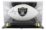 Raiders Aidan O'Connell Signed White Panel Logo Football W/ Case BAS Witnessed