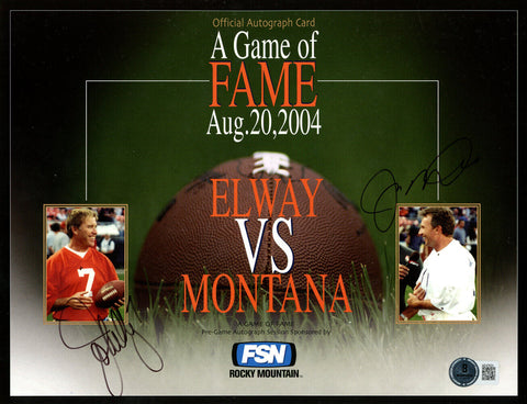 John Elway & Joe Montana Signed Game of Fame 8x10 Photo Beckett 45106