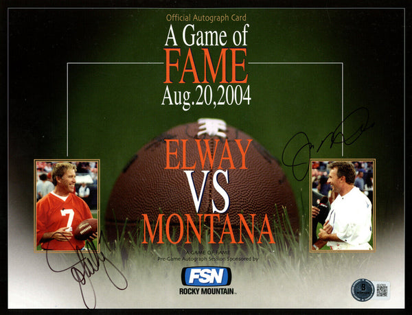 John Elway & Joe Montana Signed Game of Fame 8x10 Photo Beckett 45106