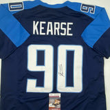 Autographed/Signed JEVON KEARSE Tennessee Dark Blue Football Jersey JSA COA Auto