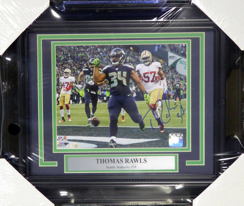 THOMAS RAWLS AUTOGRAPHED SIGNED FRAMED 8X10 PHOTO SEAHAWKS MCS HOLO 107787