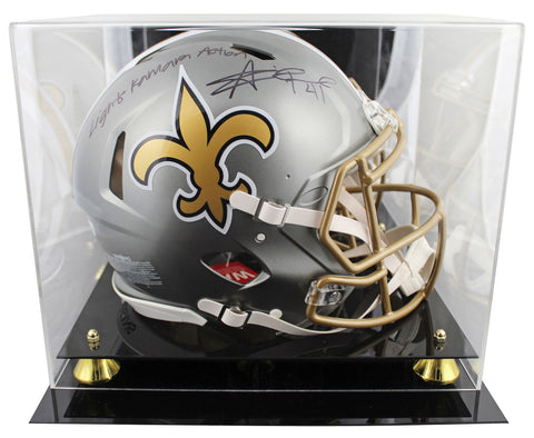 Saints Alvin Kamara "LKA" Signed Flash F/S Speed Proline Helmet W/ Case BAS Wit