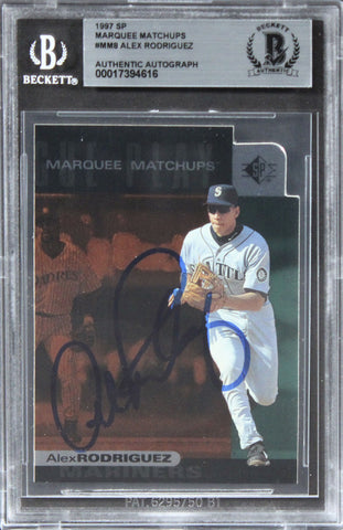 Mariners Alex Rodriguez Auth Signed 1997 SP Marquee Matchups #MM8 Card BAS Slab