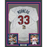 FRAMED Autographed/Signed JUSTIN MORNEAU 33x42 Minnesota Baseball Jersey JSA COA