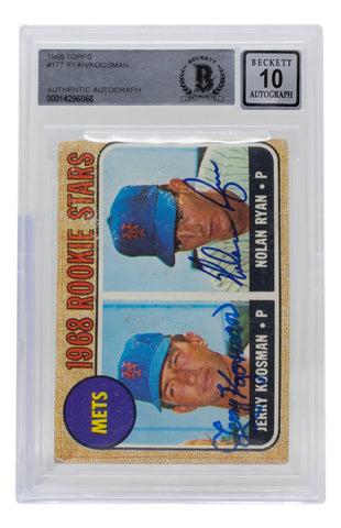 Nolan Ryan Jerry Koosman Signed 1968 Topps New York Mets Card #177 BAS Auto 10