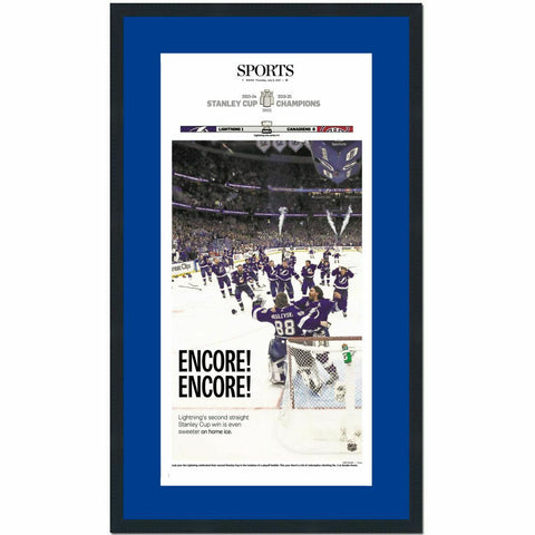 Framed Tampa Bay Times Lightning 2021 Stanley Cup Champs Newspaper 17x27 Photo 2