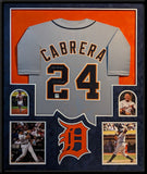 SUEDE FRAMED DETROIT TIGERS MIGUEL CABRERA AUTOGRAPHED SIGNED JERSEY JSA COA