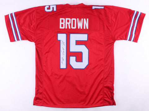 John Brown Signed Bills Red Jersey (JSA COA) Buffalo All Pro Wide Receiver