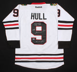 Bobby Hull Signed Blackhawks Reebok Jersey Inscibed The Golden Jet & HOF 83 PSA