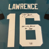 Trevor Lawrence Signed Autographed Inscribed Jersey Framed to 32x40 Fanatics