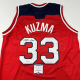 Autographed/Signed Kyle Kuzma Washington Red Basketball Jersey Beckett BAS COA