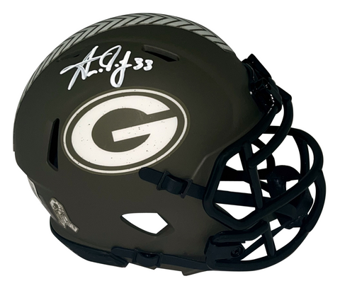 AARON JONES SIGNED GREEN BAY PACKERS SALUTE TO SERVICE SPEED MINI HELMET BECKETT