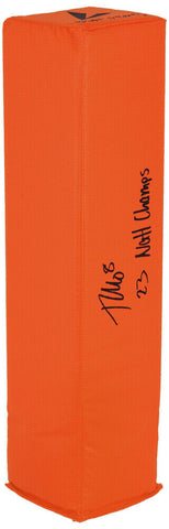 Tyler Morris Signed BSN Orange Football Endzone Pylon w/23 Nat'l Champs - (SC...