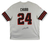 Browns Nick Chubb Authentic Signed White Nike Jersey Autographed BAS Witnessed