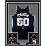 Framed Autographed/Signed David Robinson 33x42 Black Authentic Jersey BAS COA