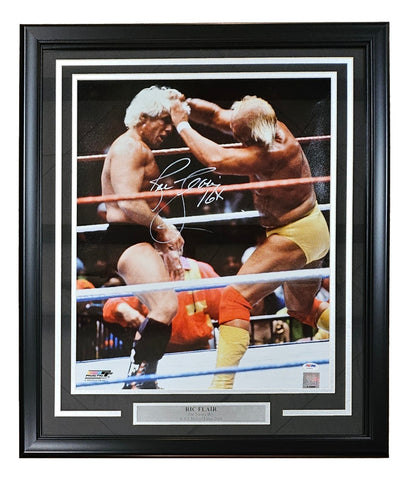 Ric Flair Signed Framed 16x20 WWE Wrestling Photo vs Hulk Hogan PSA/DNA Hologram