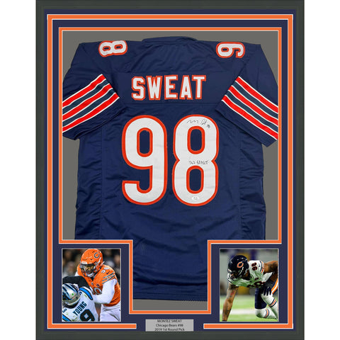 Framed Autographed/Signed Montez Sweat 35x39 Chicago Blue Jersey PSA COA