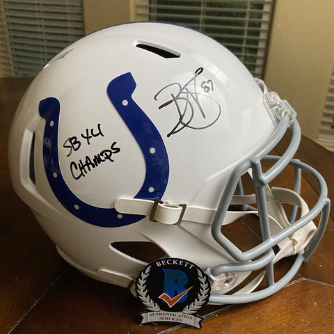 REGGIE WAYNE AUTOGRAPHED INDIANAPOLIS COLTS FS REPLICA HELMET SB 4X CHAMPS BAS