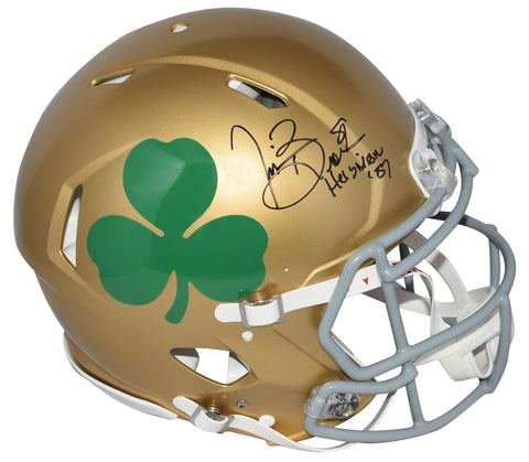 TIM BROWN SIGNED NOTRE DAME IRISH SHAMROCK AUTHENTIC SPEED HELMET W/ HEISMAN 87