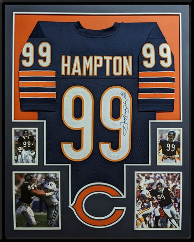 FRAMED DAN HAMPTON AUTOGRAPHED SIGNED INSCRIBED CHICAGO BEARS JERSEY JSA COA