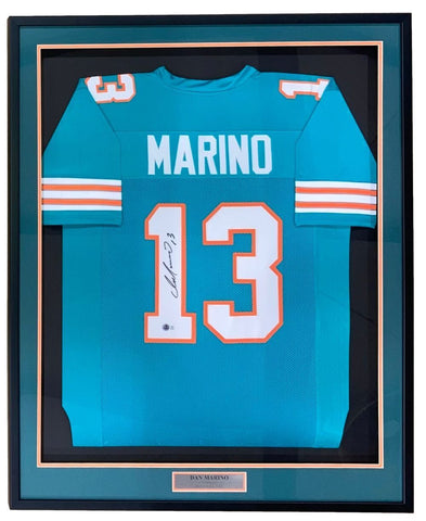 Dan Marino Miami Signed Framed Custom Teal Football Jersey BAS