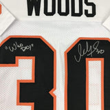 Framed Autographed/Signed Ickey Woods 35x39 Cincinnati White Jersey JSA COA