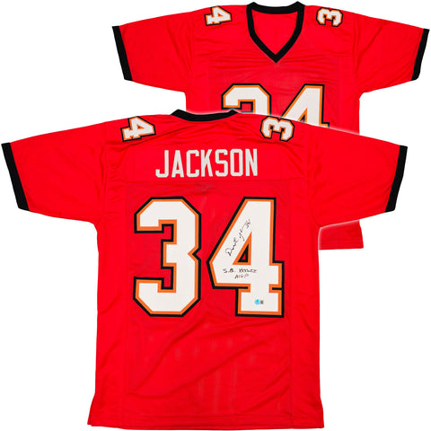 BUCCANEERS DEXTER JACKSON AUTOGRAPHED RED JERSEY SB XXXVII MVP BECKETT QR 234956