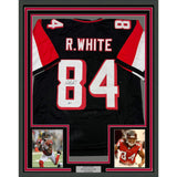 Framed Autographed/Signed Roddy White 35x39 Atlanta Black Jersey Beckett BAS COA