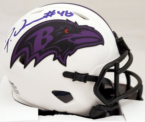 PATRICK QUEEN AUTOGRAPHED RAVENS LUNAR ECLIPSE WHITE MINI HELMET BECKETT 191550