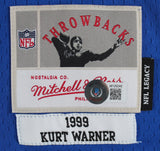 Rams Kurt Warner "2x Inscribed" Signed Blue Mitchell & Ness Jersey BAS Witnessed