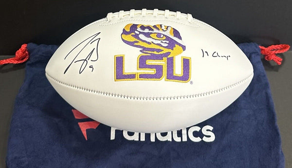 Joe Burrow Signed LSU Tigers White Football 19 Champs Auto Bengals Fanatics COA